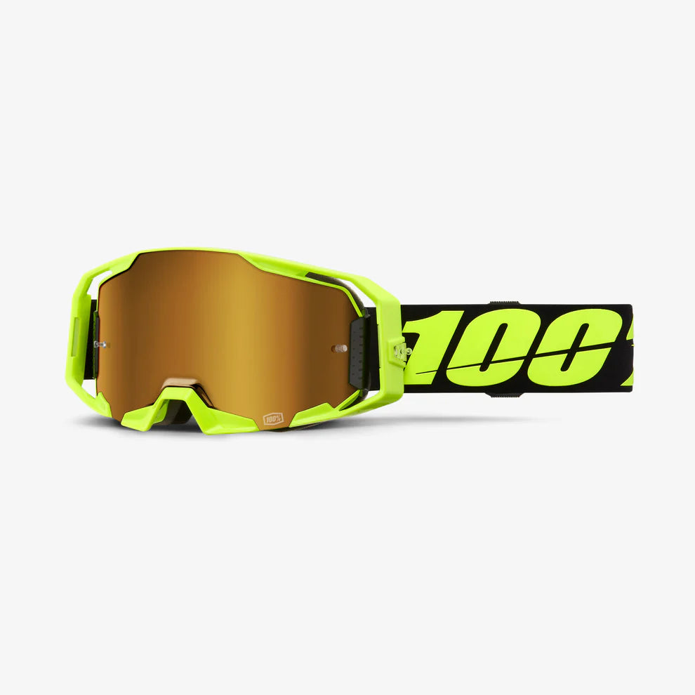 100% ARMATIC GOGGLE NEON YELLOW - MIRROR TRUE GOLD LENS