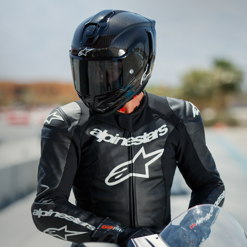 S-R10 SOLID CARBON HELMET (Glossy Black Carbon) | ALPINESTARS