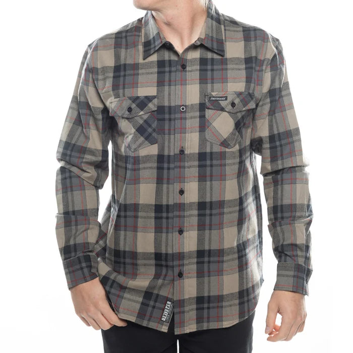 SATURDAY NIGHT SPEC FLANNEL (GREIGE-BLACK) | FASTHOUSE
