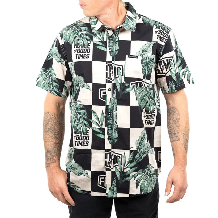 POOLSIDE SS BUTTON UP (Black/Off White) | FASTHOUSE