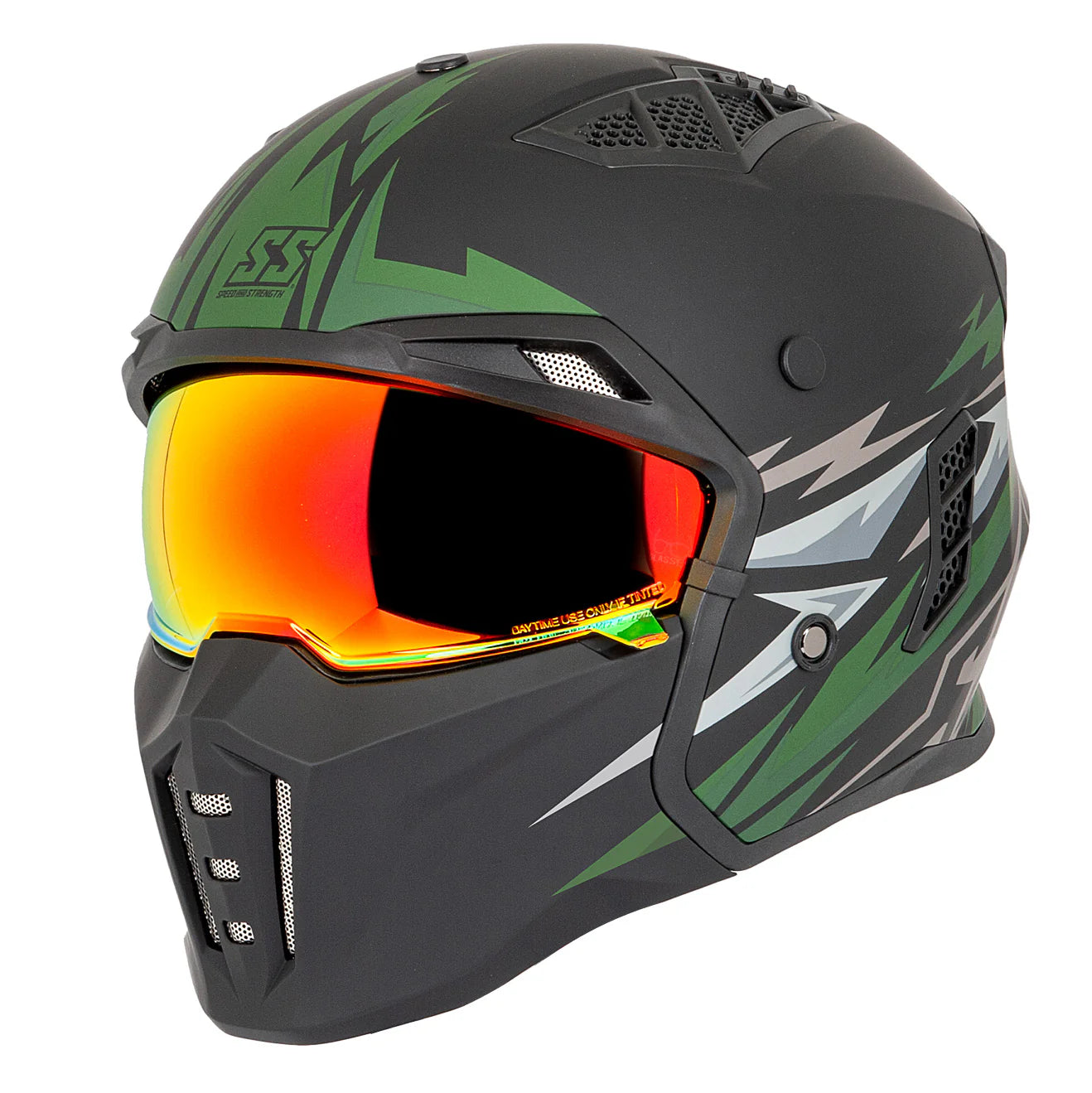 SS2450 OPEN FULL FACE HELMET (Matte Olive/Grey) | SPEED & STRENGTH
