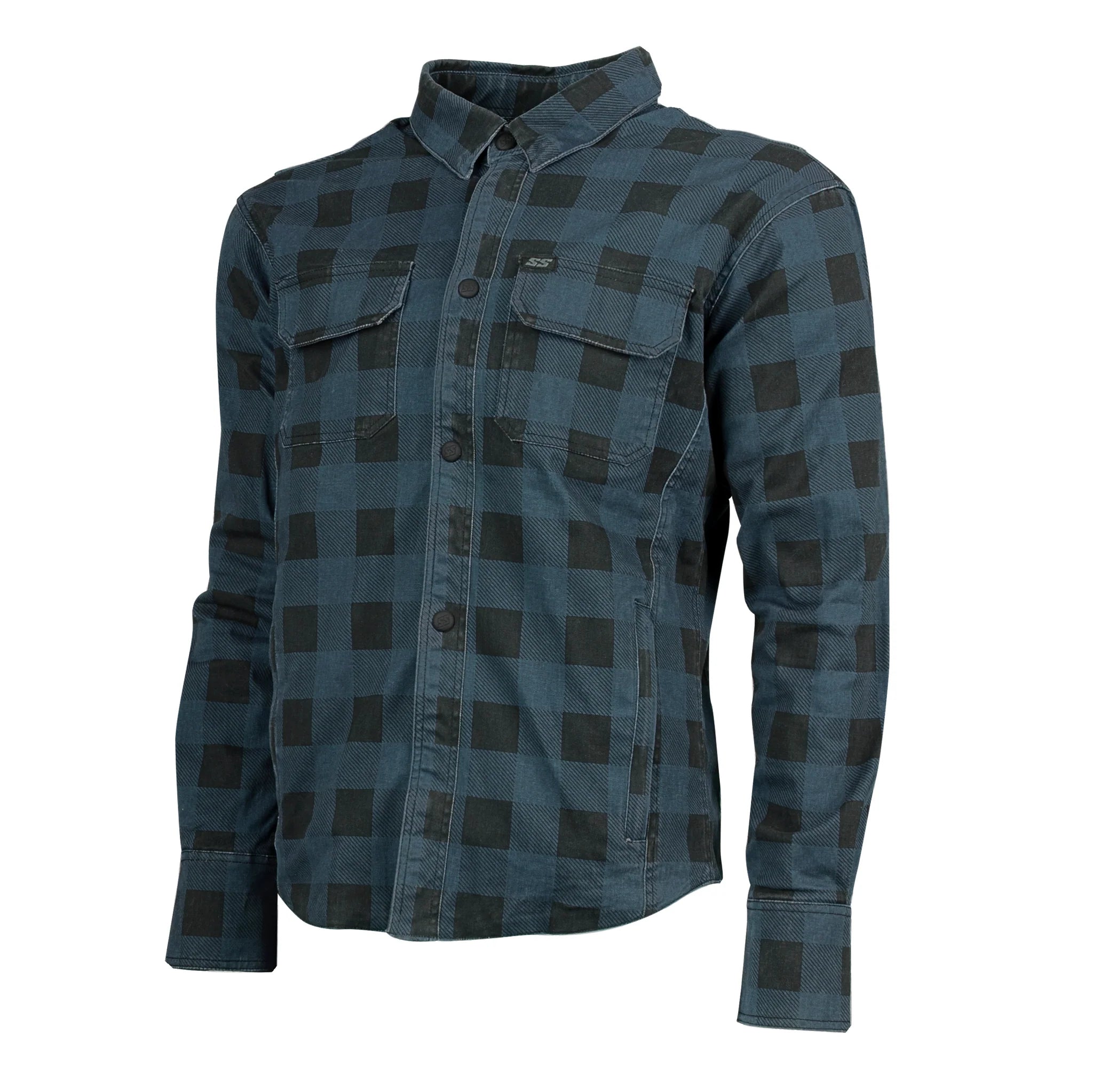 TRUE GRIT MEN'S ARMOURED/REINFORCED MOTO SHIRT (Navy) | Speed and Strength