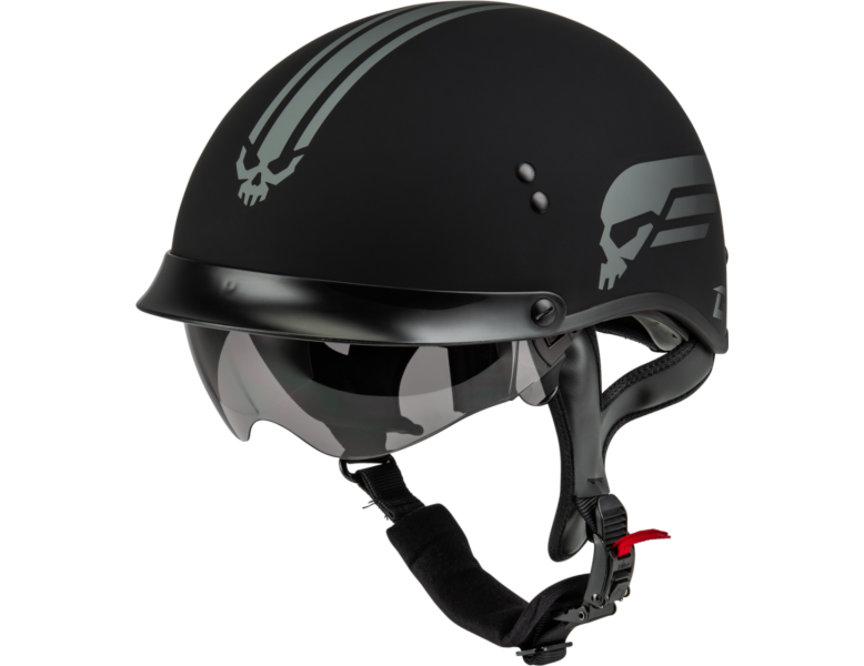 gmax motorcycle half helmets HH-65 FULL DRESSED HALF HELMET (Matte Silver)