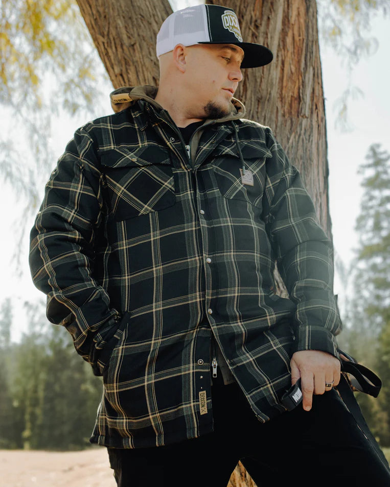 MEN'S EDC HOODED FLANNEL JACKET (Green) | DIXXON