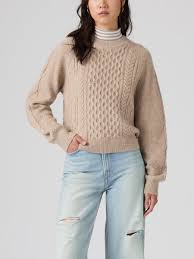 JOLIE CABLE CREWNECK SWEATER (TAN HEATHER) | LEVIS