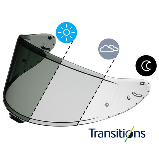 CWR-F2 SHIELD PHOTOCHROMIC (RF-1400) demonstrating Transitions technology adapting to sunlight, clouds, and night.