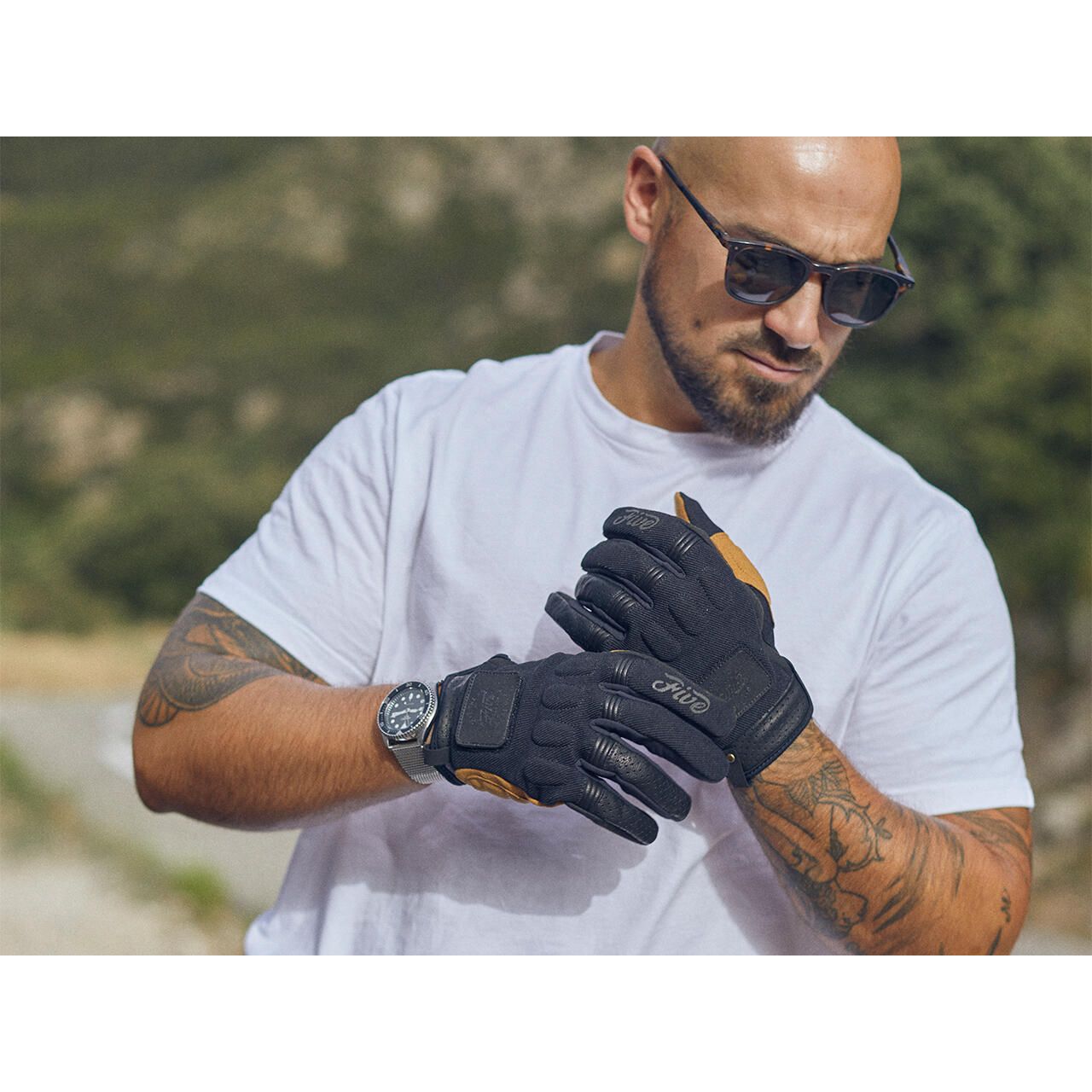 FIVE SCRAMBLER GLOVES (Black/Tan) | Five