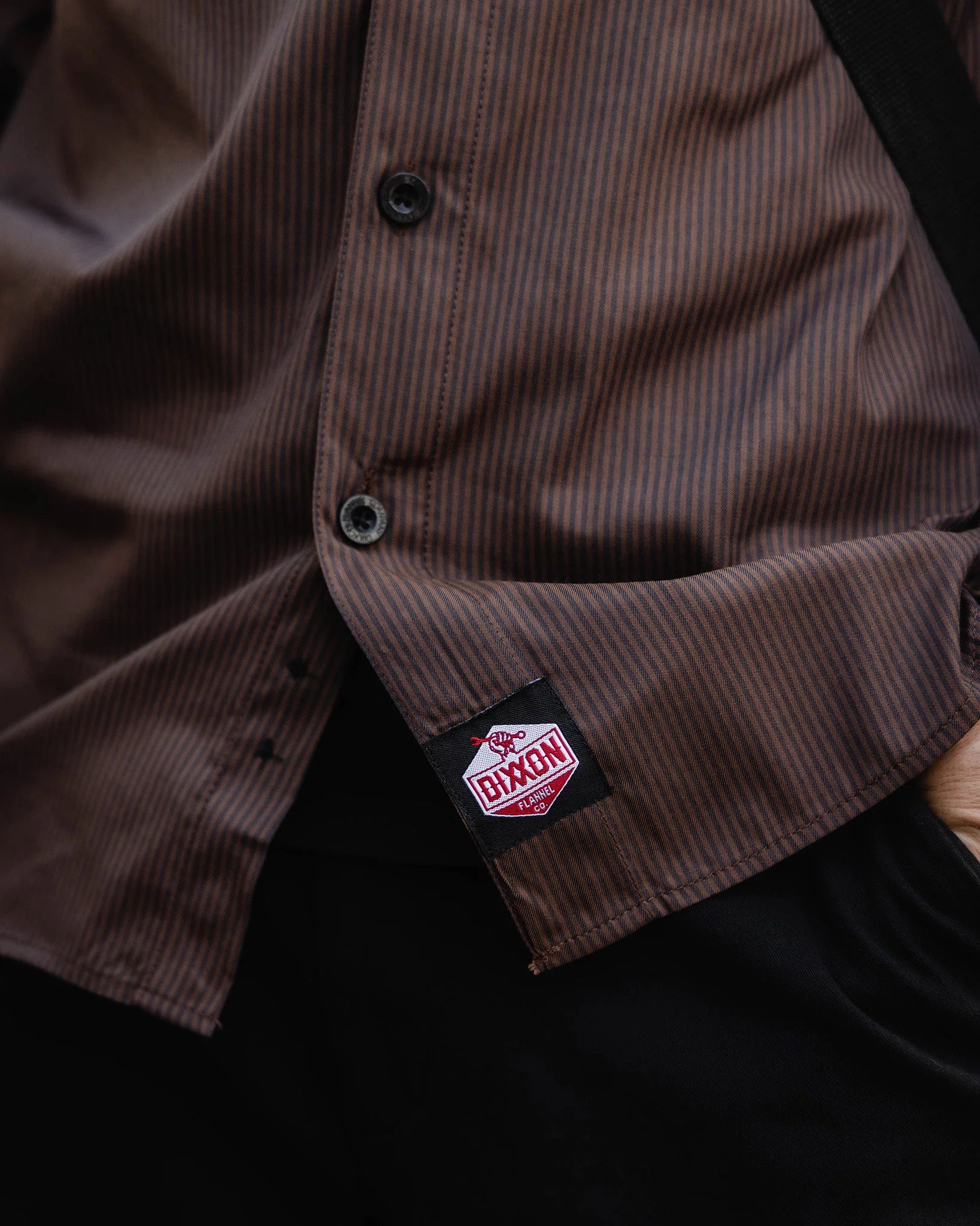 MEN'S WORKFORCE LONG SLEEVE (Brown/Black Striped) SHIRT | DIXXON