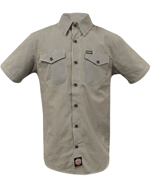 MEN'S WORKFORCE SHORT SLEEVE SHIRT (Brown/White Striped) | DIXXON